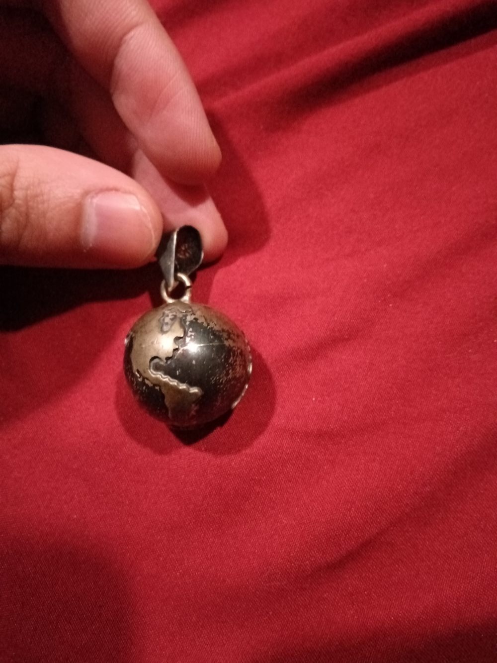 Vintage Sterling Silver World Globe Bell Pendant, Harmony Bell Pendant